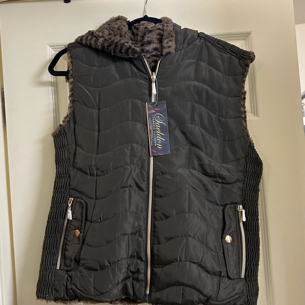 Brown puffer vest